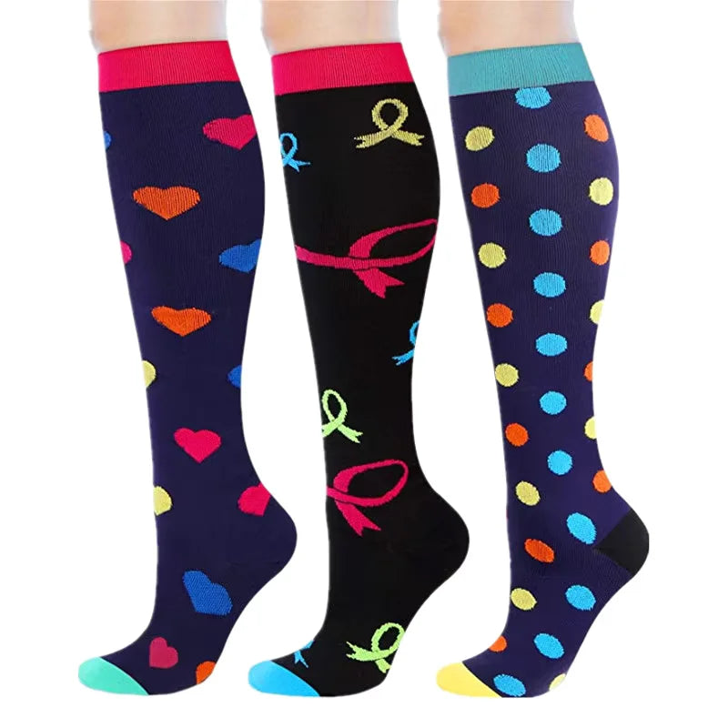 Knee High Compression Socks 20-30mmHg – 3 Pairs for Diabetes, Varicose Veins, Edema, Nurse & Running