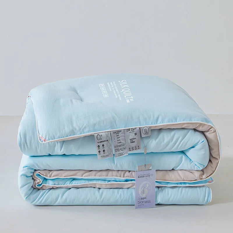 100% Mulberry Silk Quilt – Luxury Soft All-Season Comforter with Temperature Control