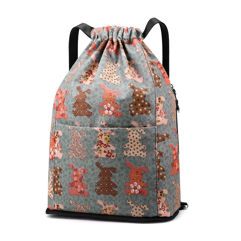 Women's Drawstring Backpack – Foldable Nylon Daypack