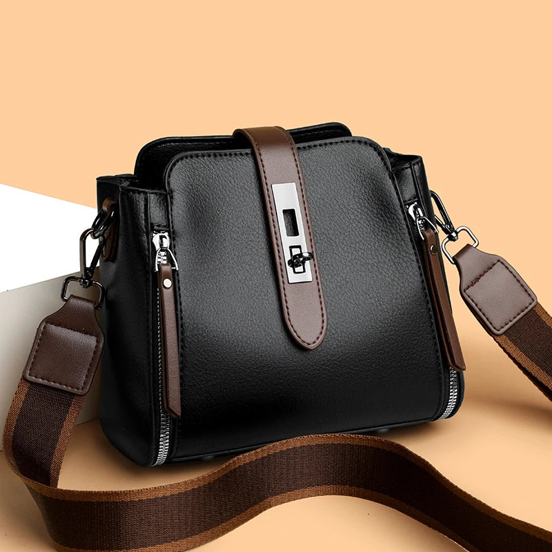 Luxury PU Leather Casual Tote Shoulder Bag – Designer Crossbody Handbag for Women