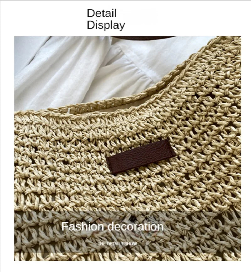 Woven Straw Crossbody Bag – Boho Beach Shoulder Bag for Women