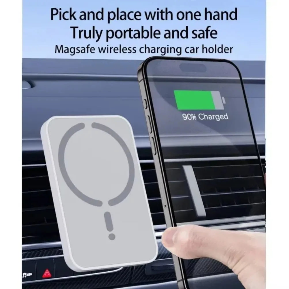 Magnetic Car Air Vent Phone Holder with 15W Wireless Charger – MagSafe Compatible for iPhone 12–17