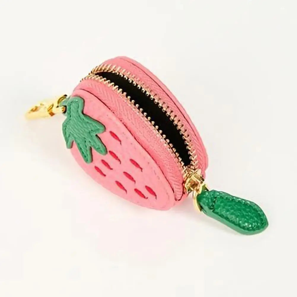 Cute Fruit Shape Leather Coin Purse – Mini Zipper Earphone Bag, Keychain Pendant Wallet for Women & Girls