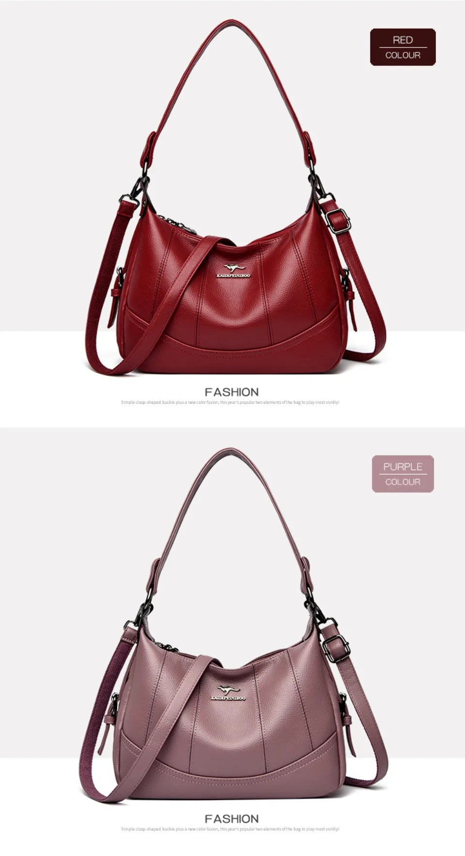 VANDERWAH Genuine Leather Two-Layer Flap Shoulder Bag – Luxury Crossbody Messenger Handbag for Women