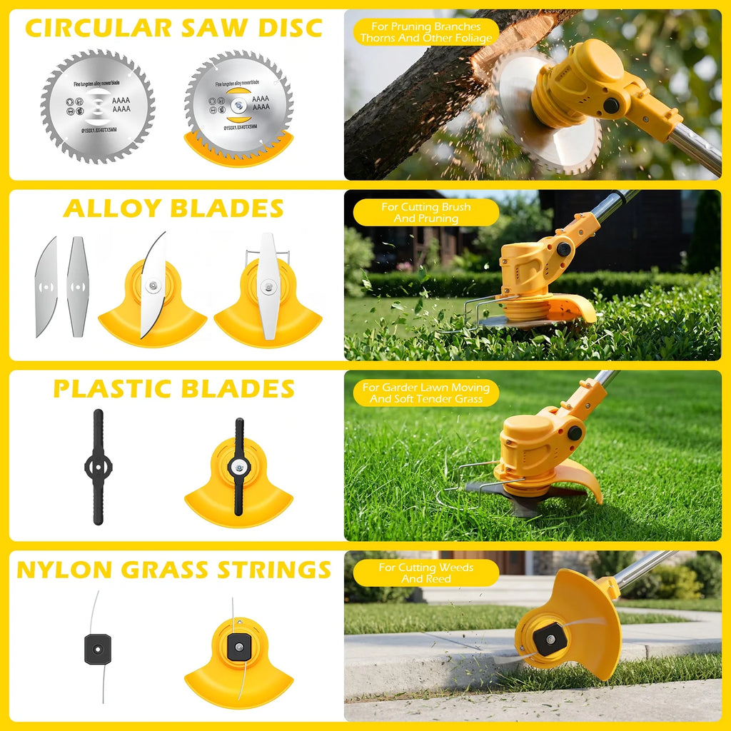 5-in-1 Cordless Electric Lawn Mower & Grass Trimmer | 21V 2x4.0Ah Batteries, 5-Blade System, 6-Inch Cut, 60-Min Runtime