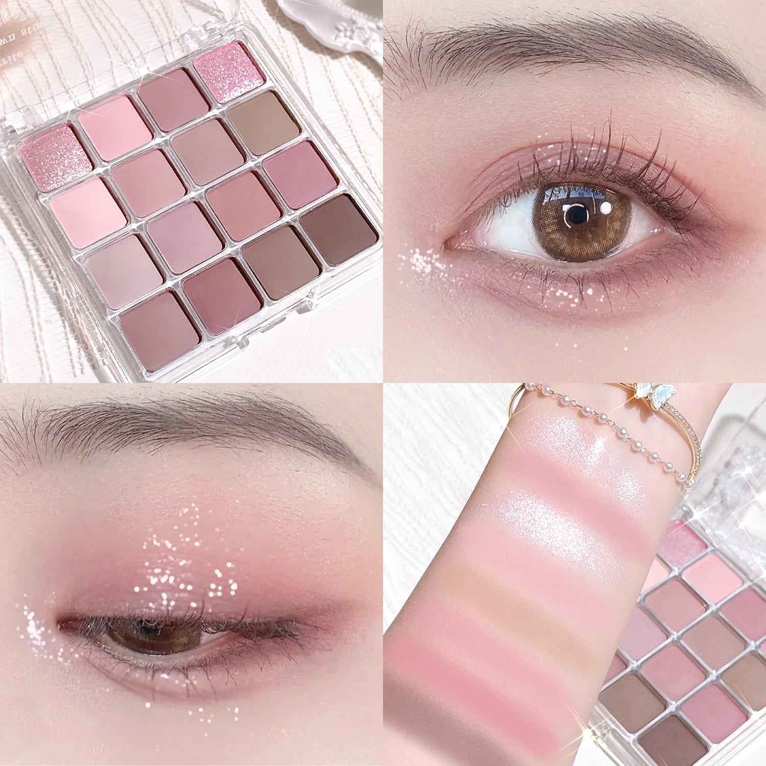 16-Color Earth Tone Eyeshadow Palette — Pearl & Matte Shimmer