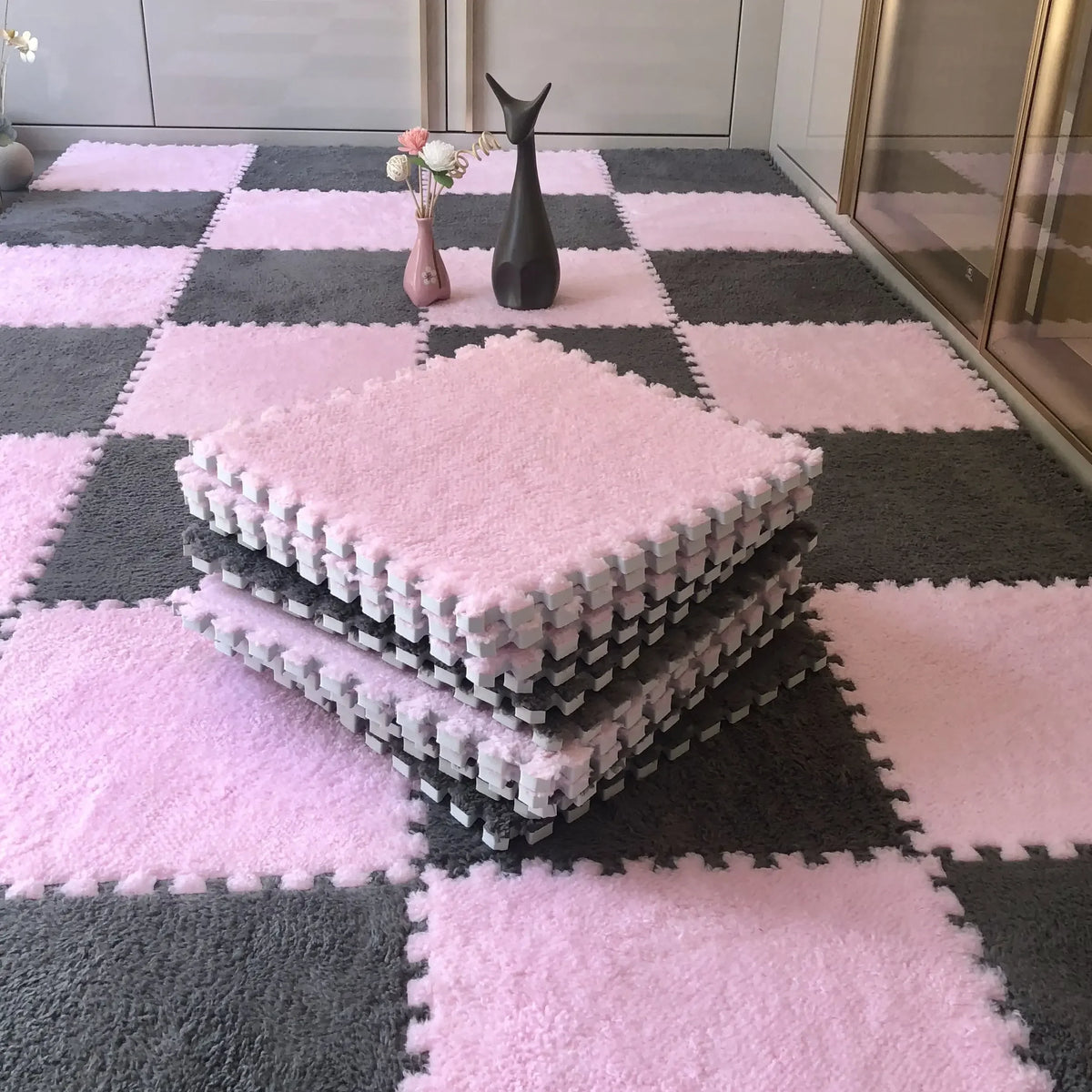Soft Plush Kids Play Mat – Interlocking Foam Puzzle Carpet Tiles for Children, 10 or 20 Pcs