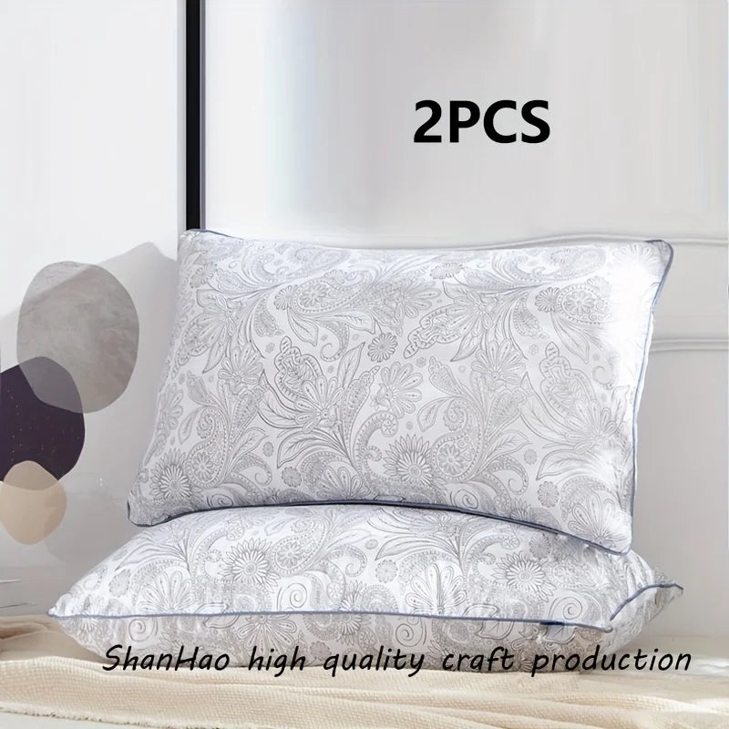 Hotel-Grade Patterned Sleep Pillow 2-Pack – Brushed Texture, Polyester Fill, 45x70cm