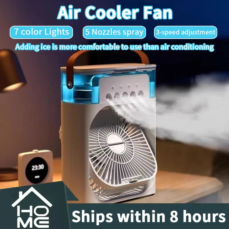 3-in-1 Portable Air Cooler — Fan, Air Conditioner & LED Humidifier for Home & Office