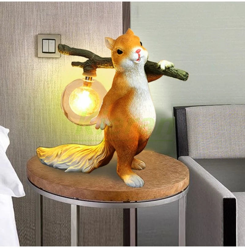 Squirrel Table Lamp – Resin and Frosted Glass