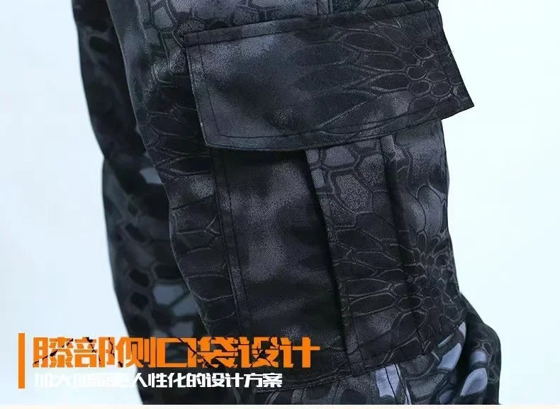 Men's Python Pattern Tactical Tracksuit – Wear-Resistant Designer Outdoor Suit (M–4XL)