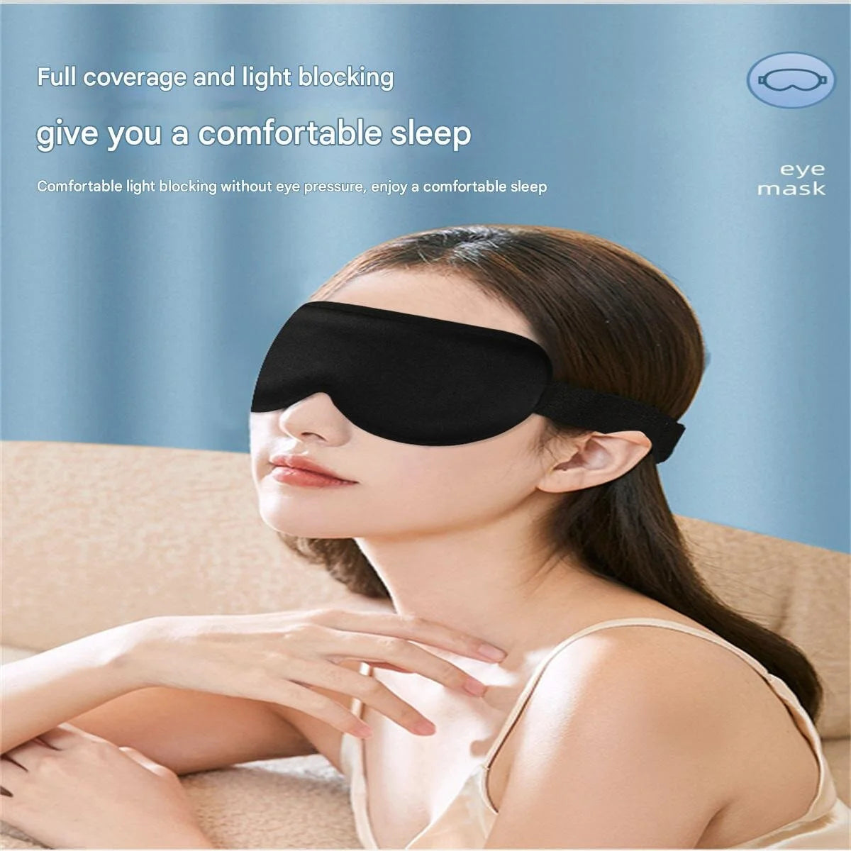 3D Contoured Blackout Sleep Eye Mask — Adjustable