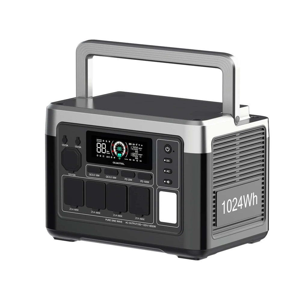 OUKITEL P1000 PLUS Portable Power Station — 1800W 1024Wh LiFePO4 Solar Generator with App Control