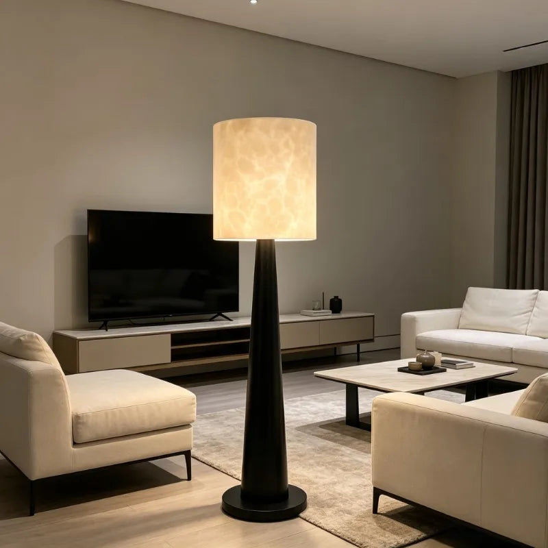 Faux Alabaster Floor Lamp – Warm Marble-Look Shade