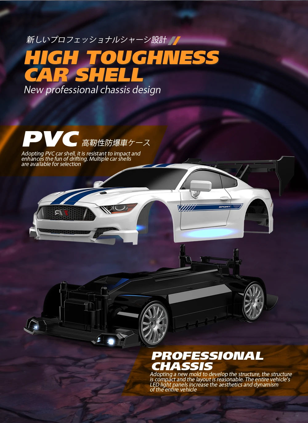 1:24 Scale 4WD RC Drift Car – 20KM/H High Speed LED Racing Vehicle