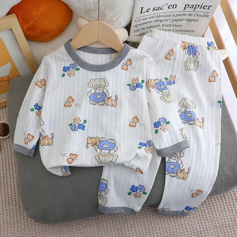 Kids' Long Sleeve Cartoon Pajamas | Lightweight Comfortable Fabric Sleepwear Outfit