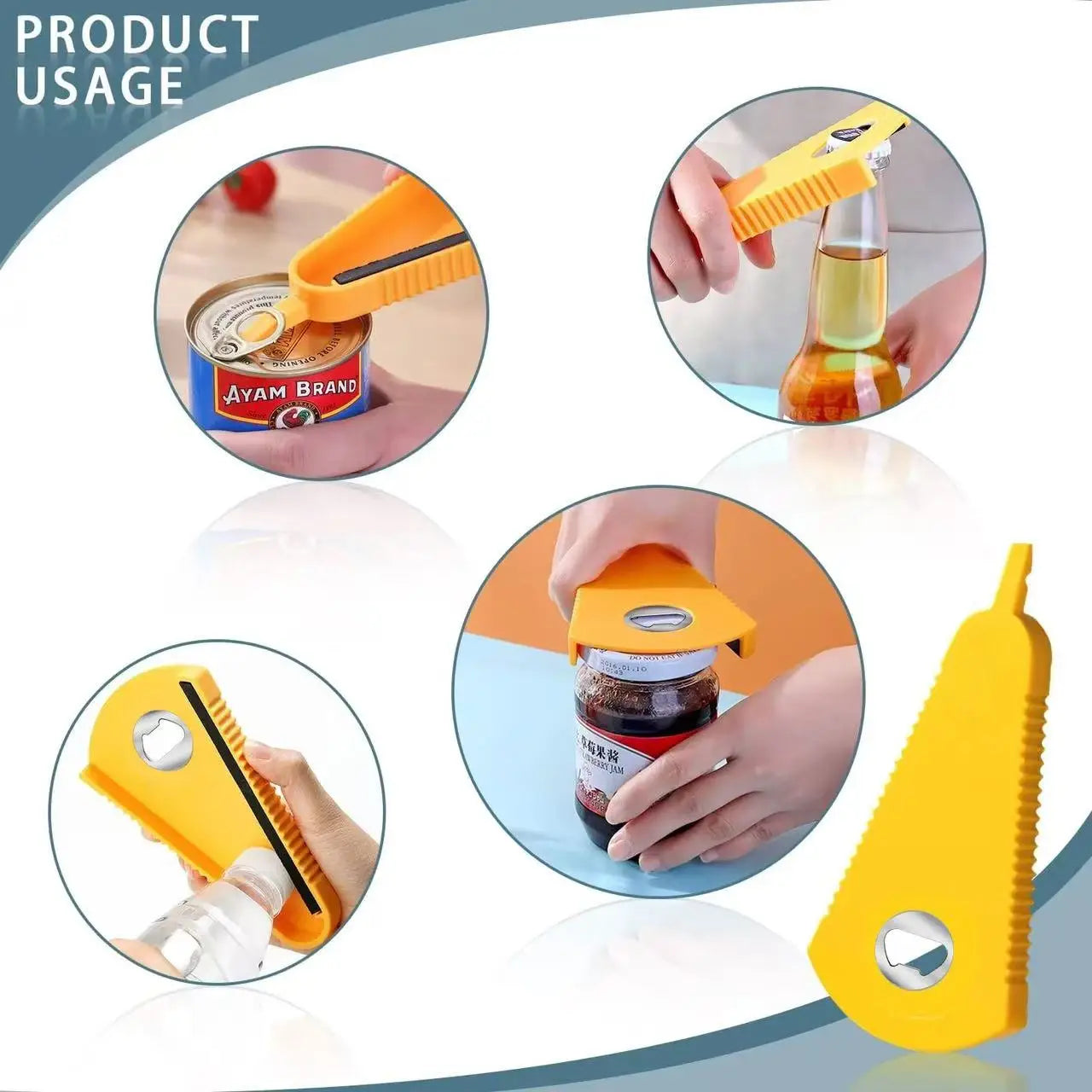 Open Anything in Seconds — 4-in-1 Multifunctional Can & Bottle Opener | Jar, Beer, Coke, Jam, Beverage, Anti-Slip Grip