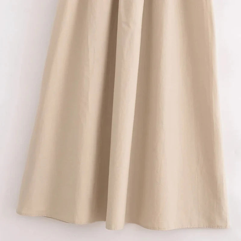Sleeveless Elegant Maxi Dress — Vintage Casual Party Dress in Black & Khaki