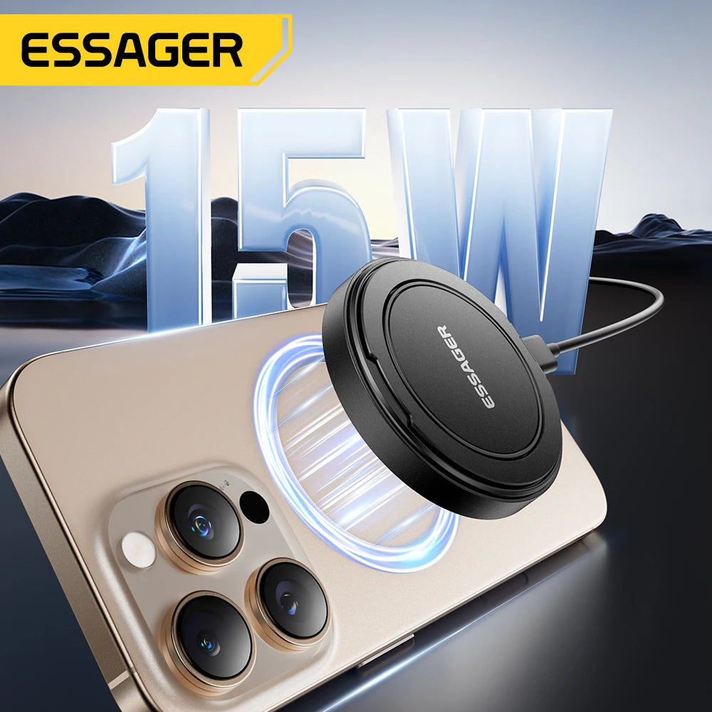 Essager 15W Magnetic Wireless Charger Pad – Fast Charging Stand for iPhone 12–17 & AirPods