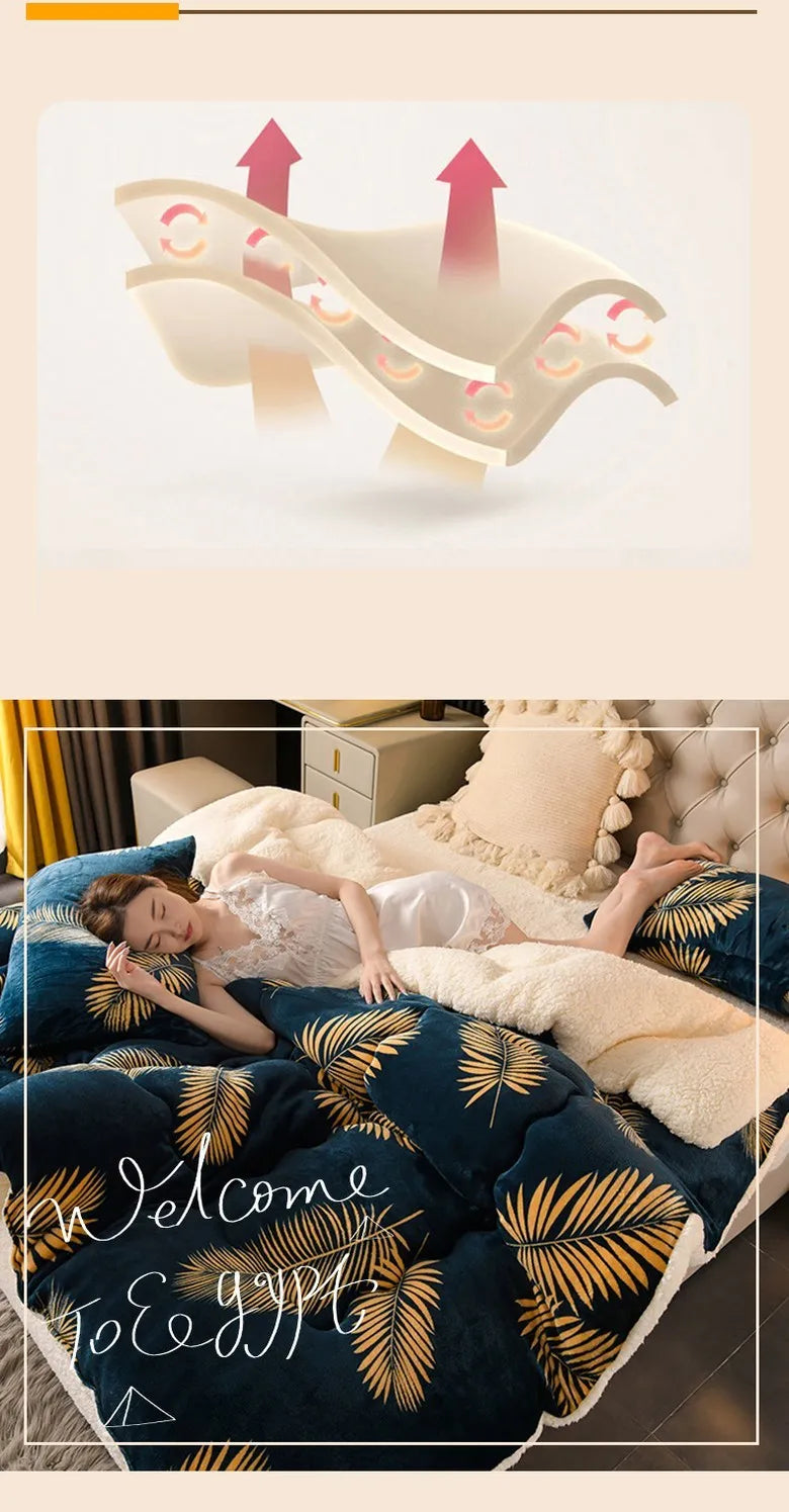Plaid Yarn-Dyed Flannel Fleece Comforter – Thick Winter Blanket in 7 Colors, 3 Sizes