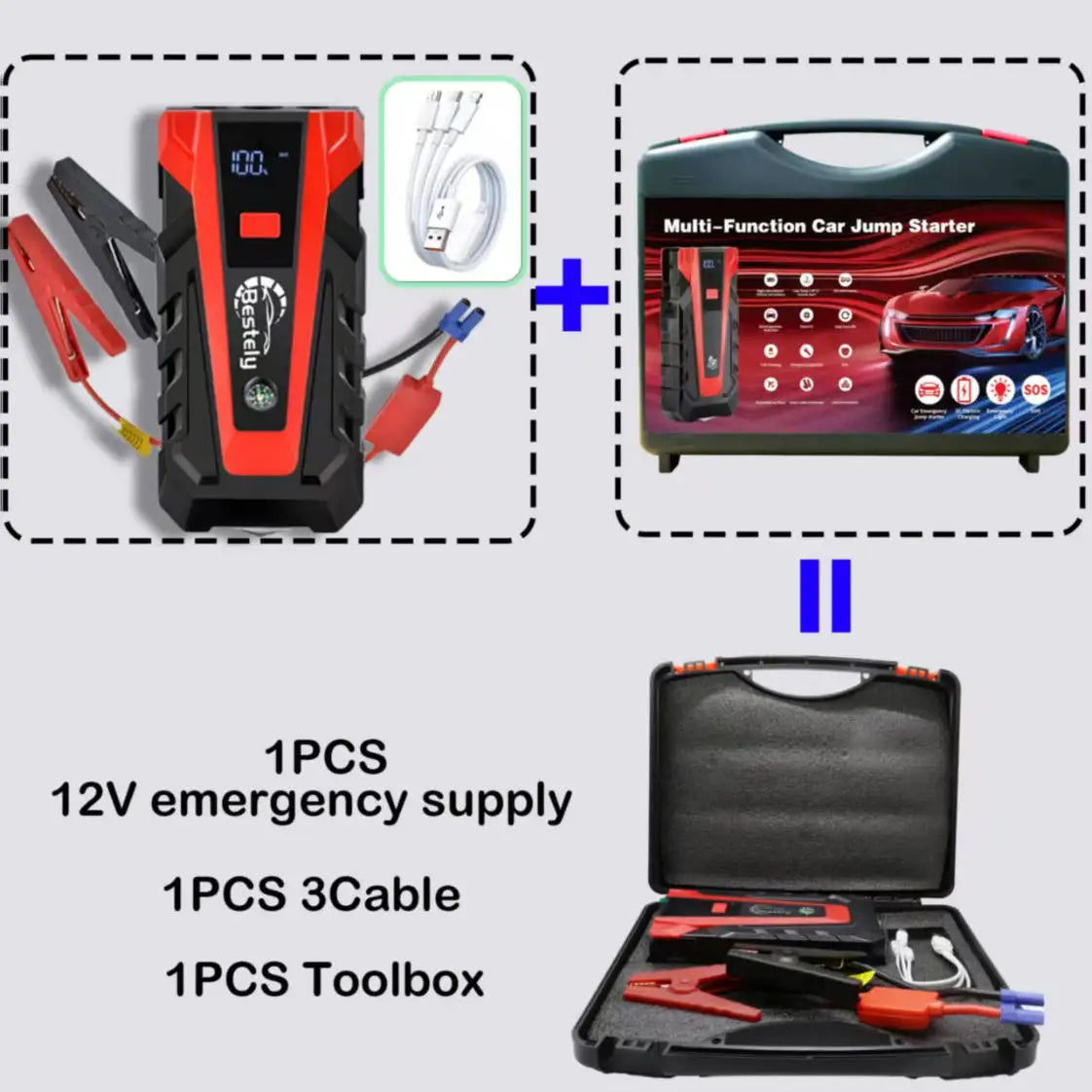 12V Portable Jump Starter – USB Power & Multi-Mode LED