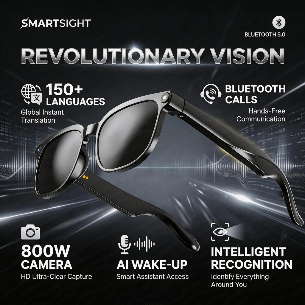 4K 8MP AI Smart Glasses — HD Camera, 150+ Language Translation, ChatGPT, WiFi & Bluetooth Calling