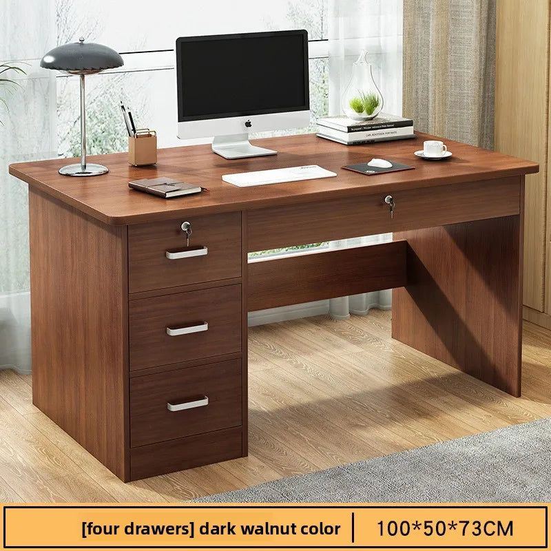 Modern Minimalist Writing & Computer Desk — Durable Wood Office Desk in Oak & Dark Walnut