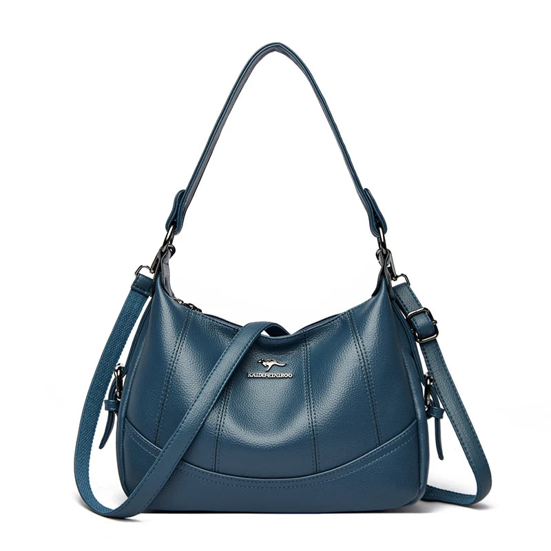 VANDERWAH Genuine Leather Two-Layer Flap Shoulder Bag – Luxury Crossbody Messenger Handbag for Women