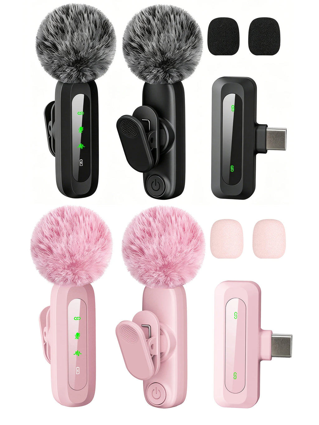 Wireless Lavalier Microphone with Noise Cancelling — Type-C Lapel Mic for iPhone 15+, Android, Vlog & Live Streaming