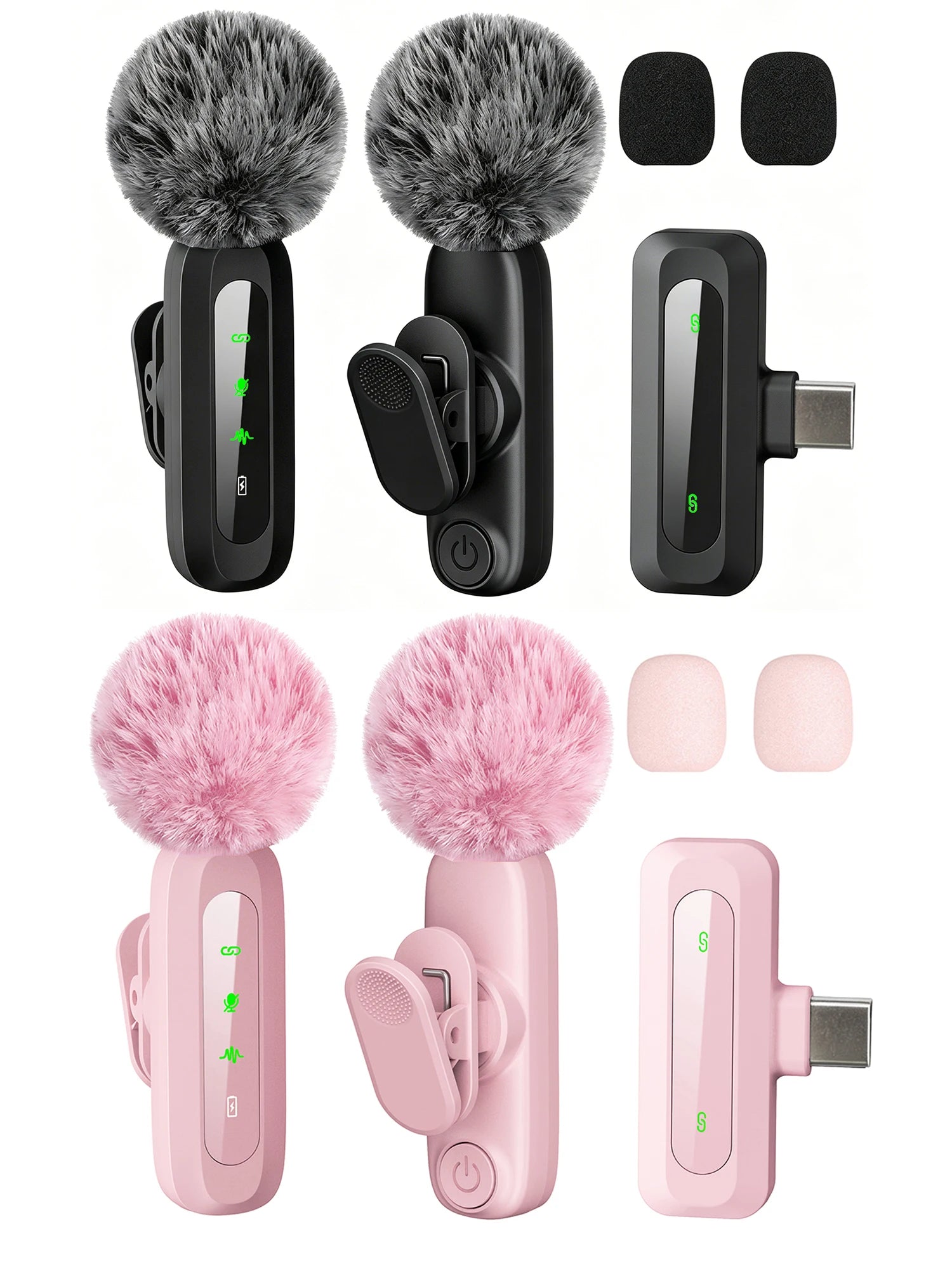 Wireless Lavalier Microphone with Noise Cancelling — Type-C Lapel Mic for iPhone 15+, Android, Vlog & Live Streaming