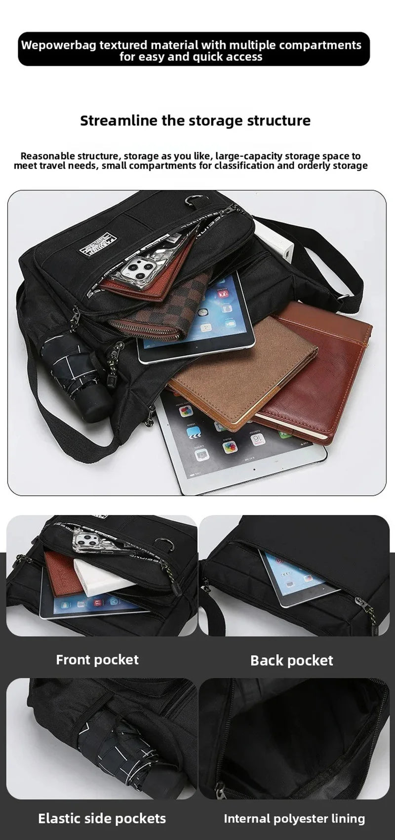 Men's Waterproof Messenger Bag – Oxford Crossbody Sling Pack for Work, Business & Travel