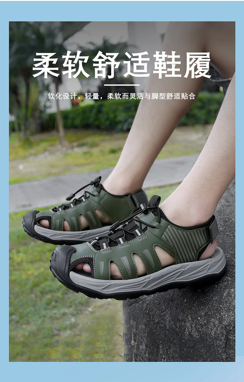 Men's Handmade Breathable Beach Sandals – Lightweight Soft Sole Outdoor Sandals