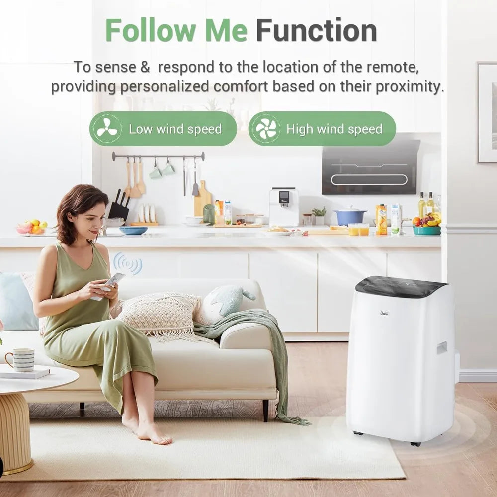 Smart Portable Air Conditioners 12000 BTU Quiet Unit with Dehumidifier and Fan Modes, App Control, Cools 350 Sq. Ft, White