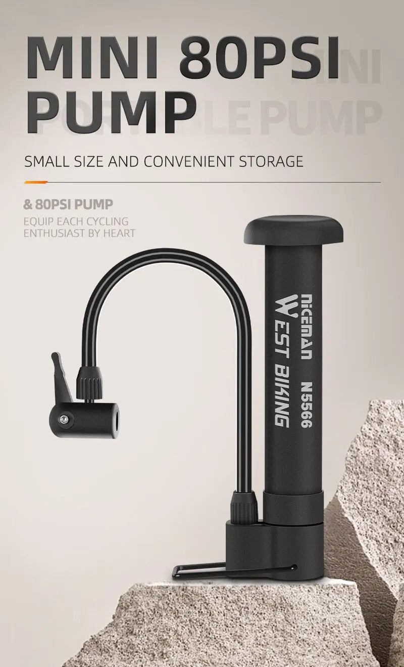 WEST BIKING Manual Bike Tire Pump for Schrader Valves