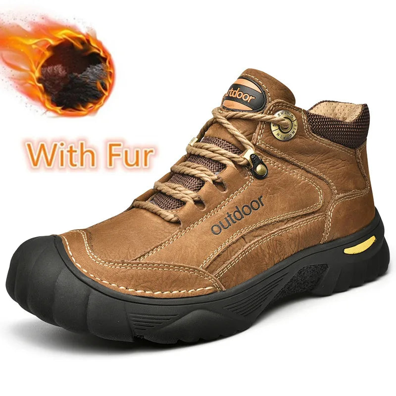 Men's Cow Leather Lace-Up Ankle Boots