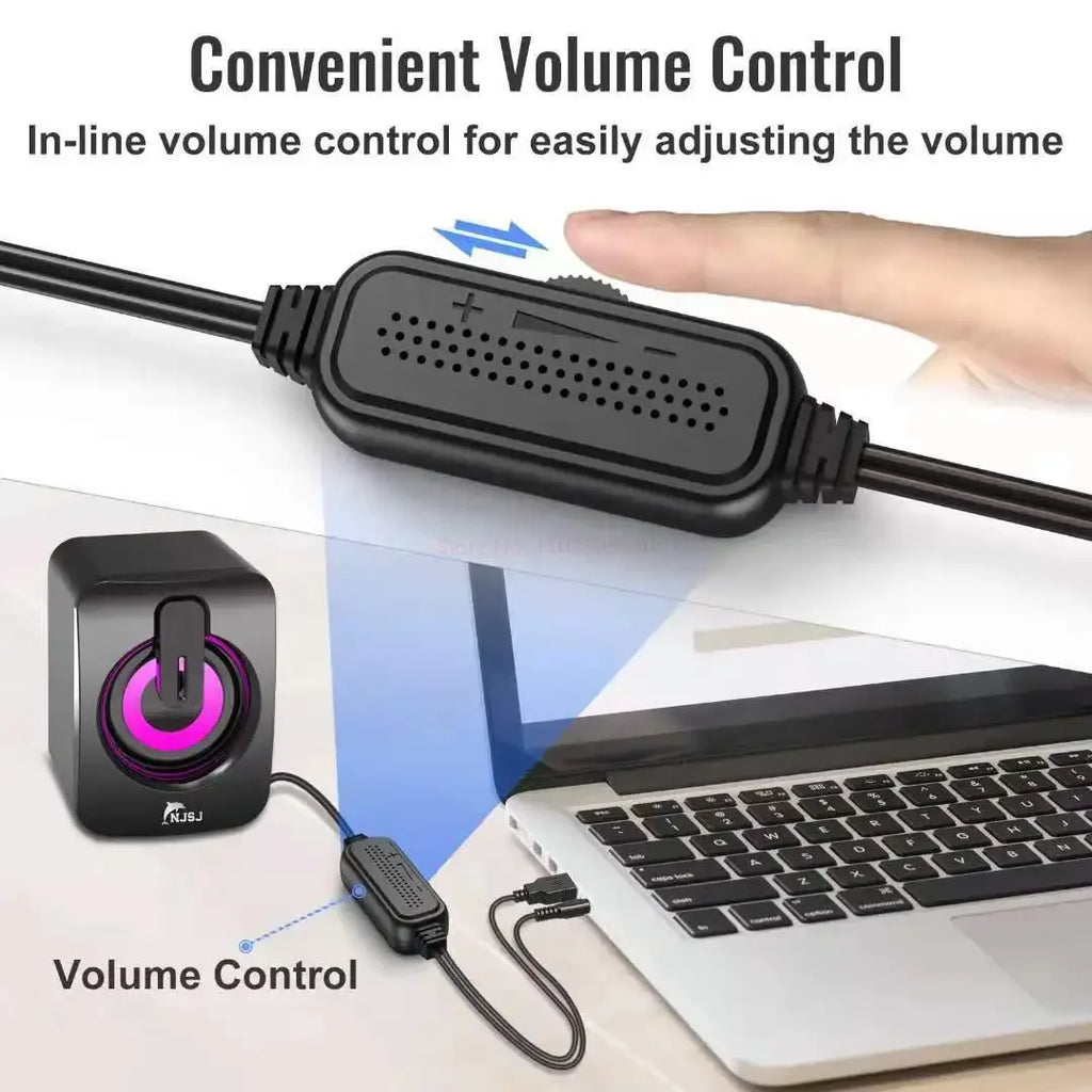 USB Wired Computer Speaker with Microphone — High Fidelity Stereo Desktop