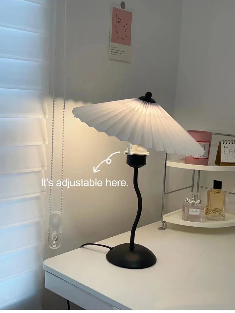 Retro LED Table Lamp – White Shade & Black Base