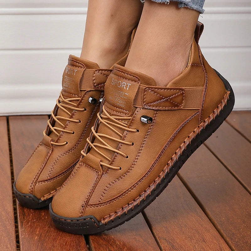 Faux Leather Lace-Up Casual Loafers