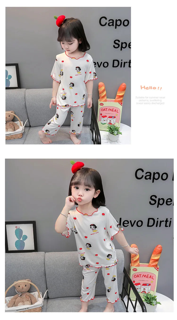 2026 Sanrio Kawaii Kids Pajamas Set | Hello Kitty & Kuromi 2-Piece Anime Loungewear