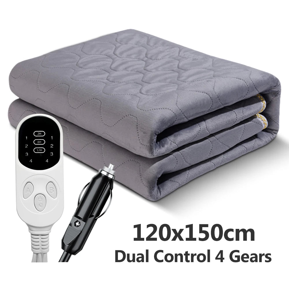 12V Car Electric Heated Blanket – Adjustable Heating Travel Blanket for Car, Camping & Outdoor