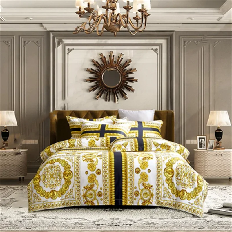 Luxury Baroque Bedding Set – Digital Print Queen & King Duvet Cover with Pillowcases