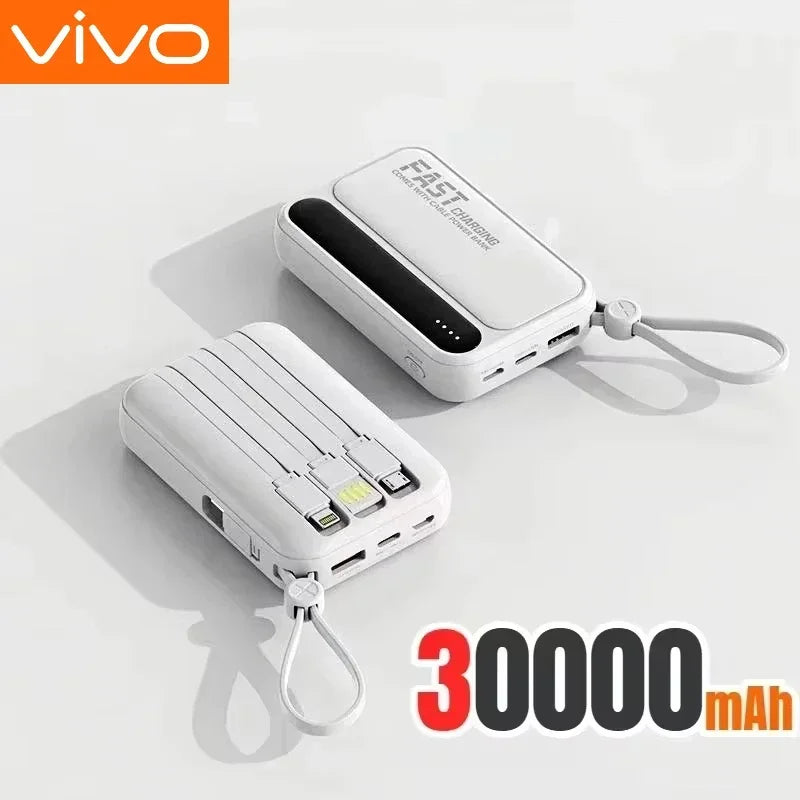 VIVO 500000mAh Power Bank – Built-in 4 Cables Super Fast Charging Portable External Battery 2026
