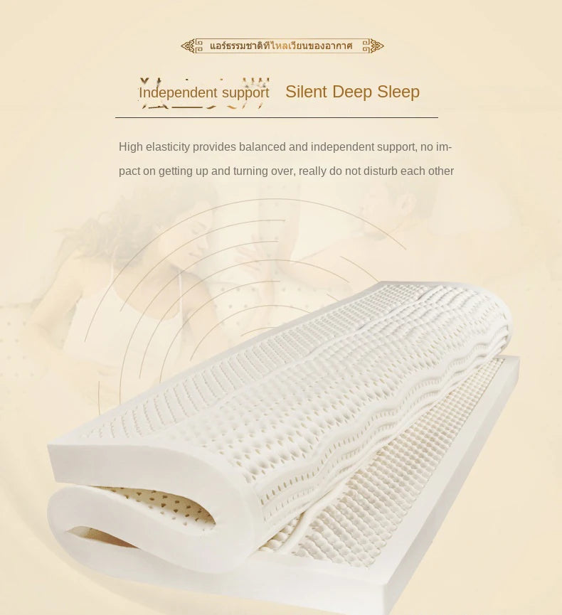 Authentic Natural Latex Mattress – Slow Rebound, Foldable, Cotton Cover, Customizable Sizes