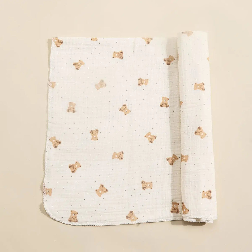 Cartoon Print Cotton Muslin Baby Swaddle Blanket – Soft Breathable Newborn Receiving Blanket
