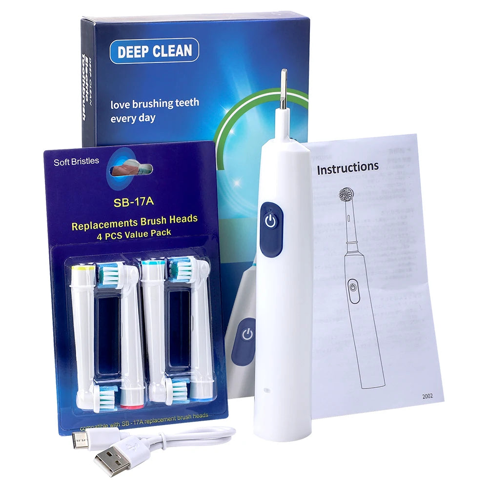 Ms.Dear Rotating Electric Toothbrush – 5 Modes, IP67 Waterproof, 30-Day Battery, 4 Brush Heads