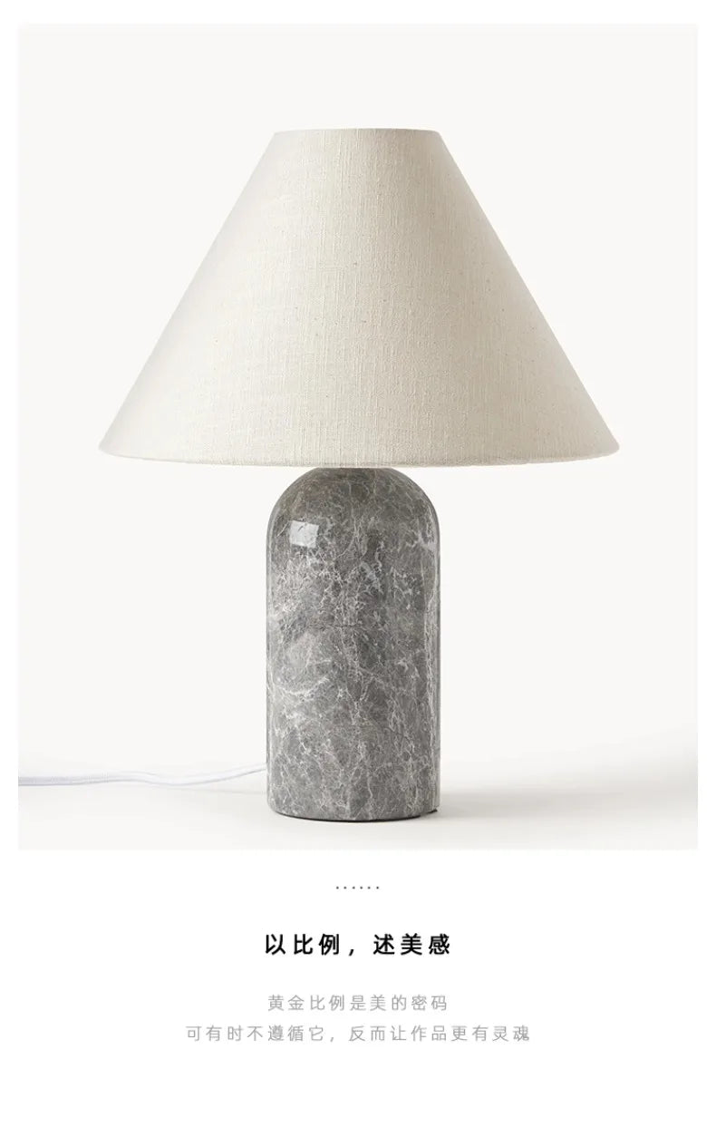 Marble Base Lamp – Tapered Fabric Shade