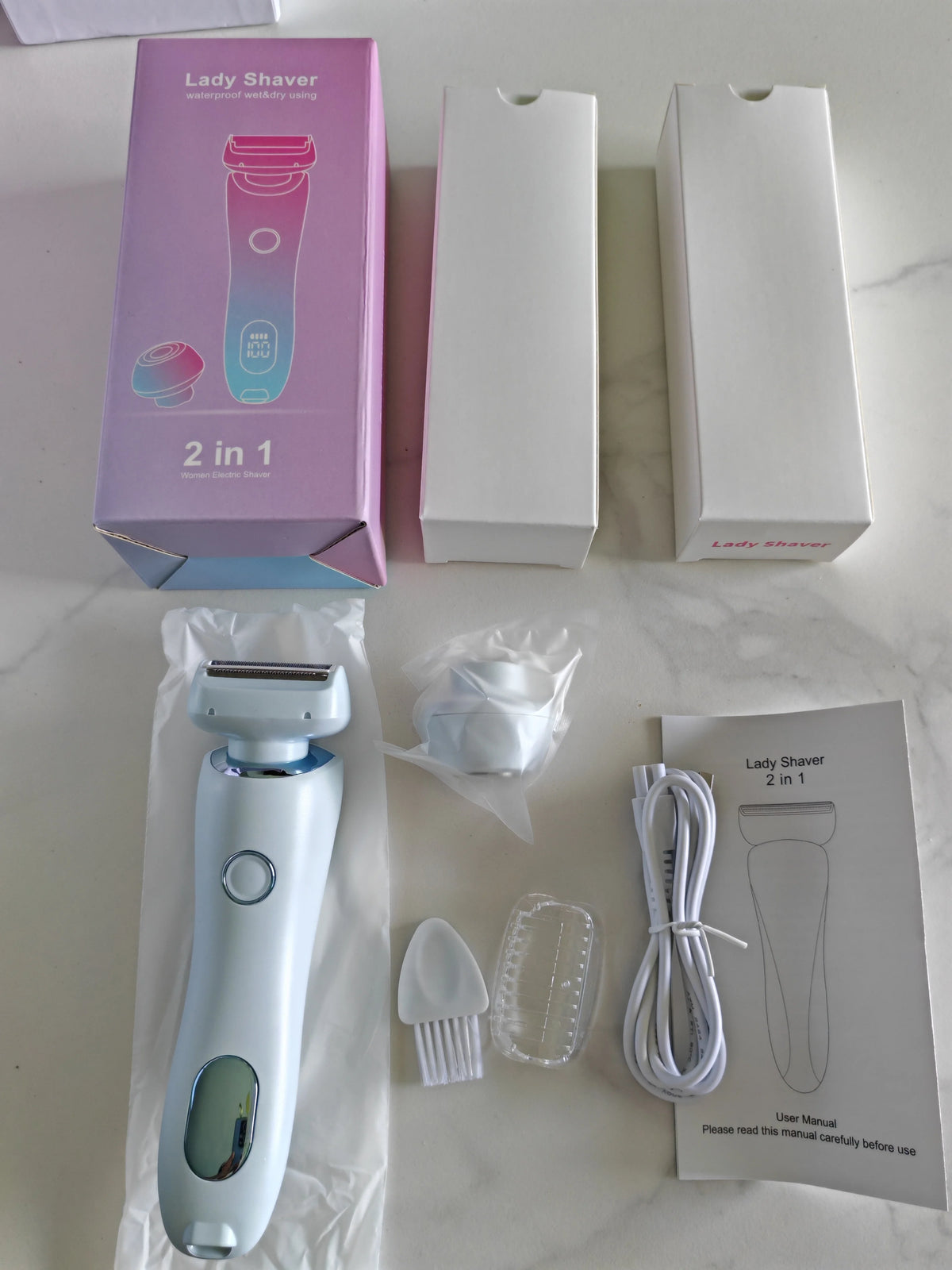 Women's 2-in-1 Electric Shaver & Bikini Trimmer – IPX7 Waterproof, Dual Head, USB Rechargeable