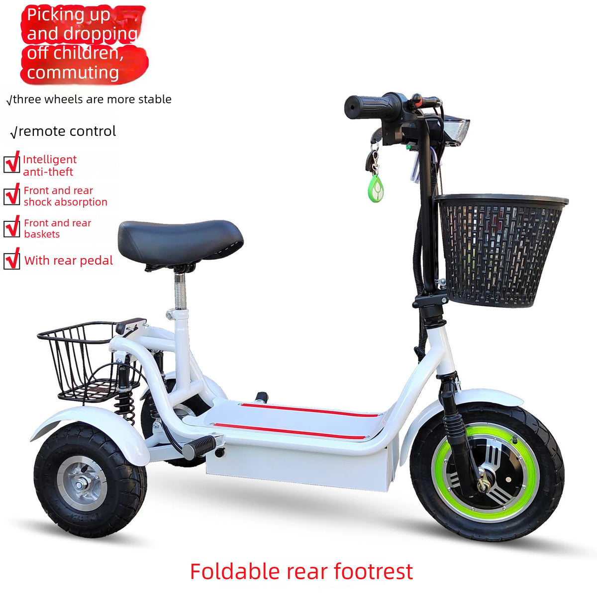 3-Wheel Electric Mobility Scooter – 350W, 48V, 30–55 km Range