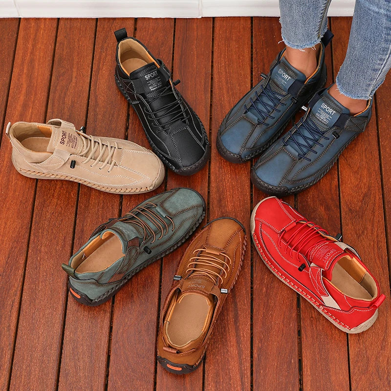 Faux Leather Lace-Up Casual Loafers