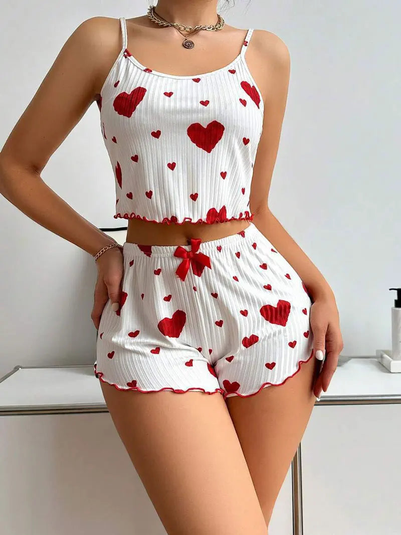 Women's 2-Piece Print Camisole & Shorts Pajama Set | Sexy Lingerie Sleepwear